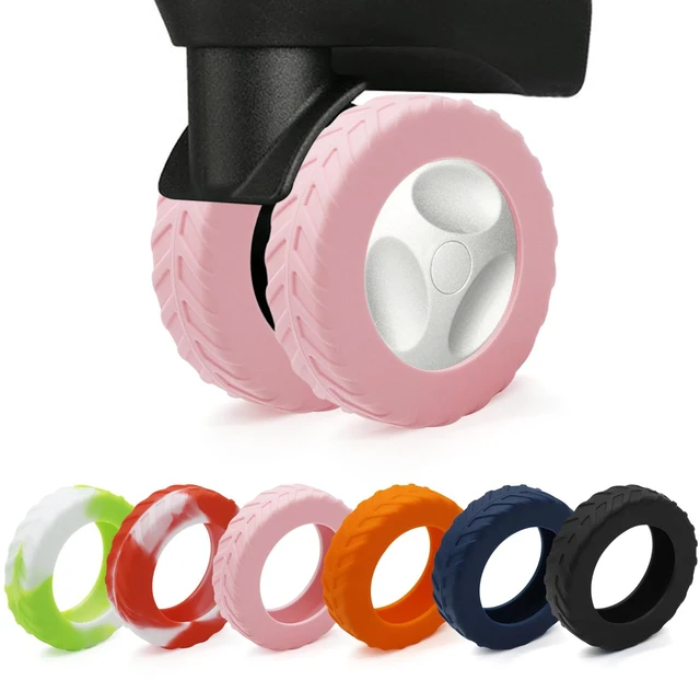 Main image of Luggage Wheel Covers, Anti Dust & Scratch, For 2-2.4" wheels - Pink | Luggage Compartment Wheel Protection Cover 8-Pack, Noise Reducing Suitcase Wheel Protector, For Most Carry on/Travel Bags