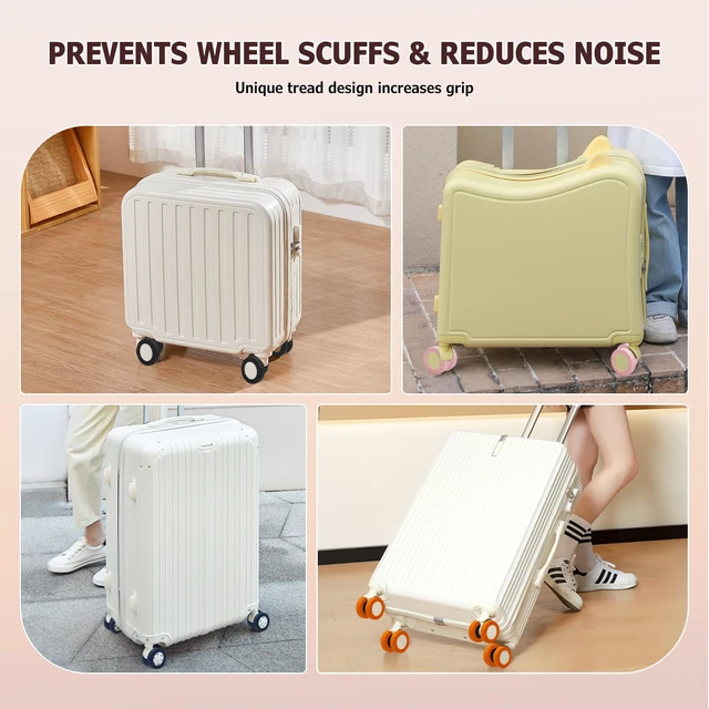 Alt view image 6 of 7 - Luggage Wheel Covers, Anti Dust & Scratch, For 2-2.4" wheels - Pink | Luggage Compartment Wheel Protection Cover 8-Pack, Noise Reducing Suitcase Wheel Protector, For Most Carry on/Travel Bags