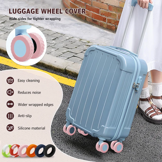 Alt view image 3 of 7 - Luggage Wheel Covers, Anti Dust & Scratch, For 2-2.4" wheels - Pink | Luggage Compartment Wheel Protection Cover 8-Pack, Noise Reducing Suitcase Wheel Protector, For Most Carry on/Travel Bags