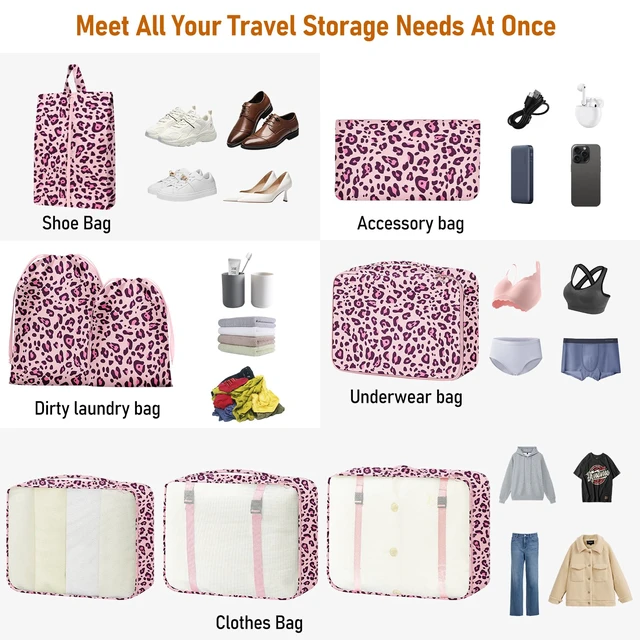 Alt view image 5 of 7 - Packing Cubes for Travel - 8 Set Luggage Organizer Bags for Family, Mesh Breathable Packing Cubes for Suitcases Durable Travel Essentials Bags Set