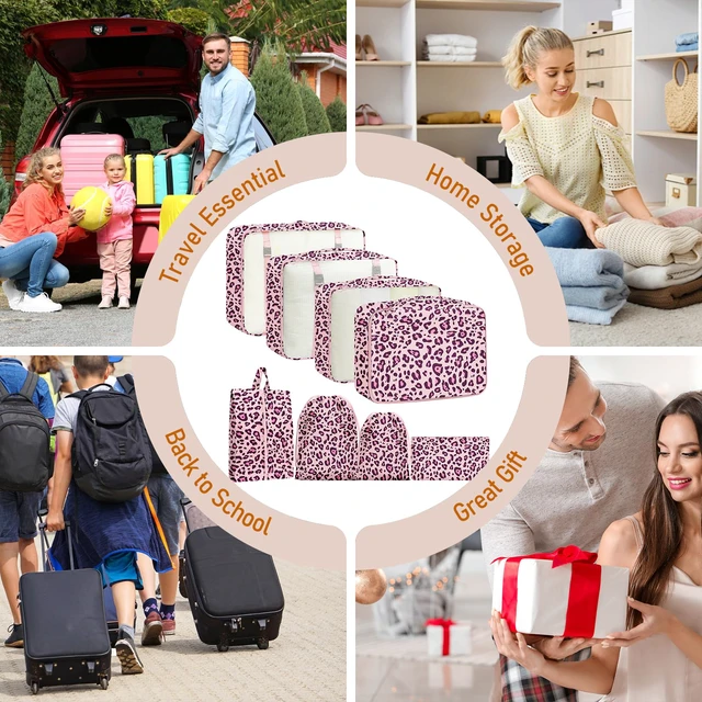 Alt view image 7 of 7 - Packing Cubes for Travel - 8 Set Luggage Organizer Bags for Family, Mesh Breathable Packing Cubes for Suitcases Durable Travel Essentials Bags Set