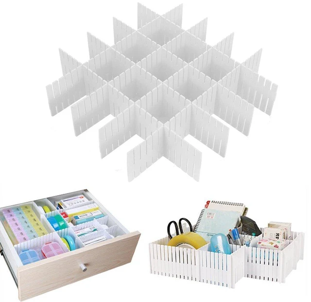 Main image of 8pcs Adjustable Grid Drawer Dividers DIY Plastic Closet Separator Tidy Organizer Container for Underwear Socks Belt Office Supplies