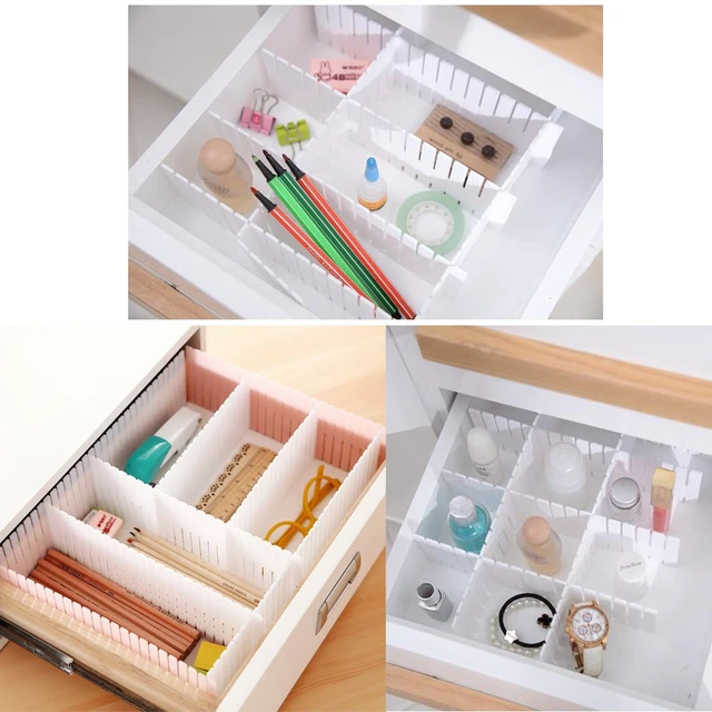 Alt view image 3 of 7 - 8pcs Adjustable Grid Drawer Dividers DIY Plastic Closet Separator Tidy Organizer Container for Underwear Socks Belt Office Supplies