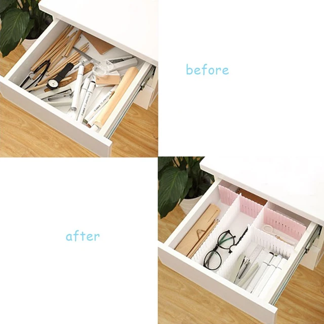 Alt view image 7 of 7 - 8pcs Adjustable Grid Drawer Dividers DIY Plastic Closet Separator Tidy Organizer Container for Underwear Socks Belt Office Supplies