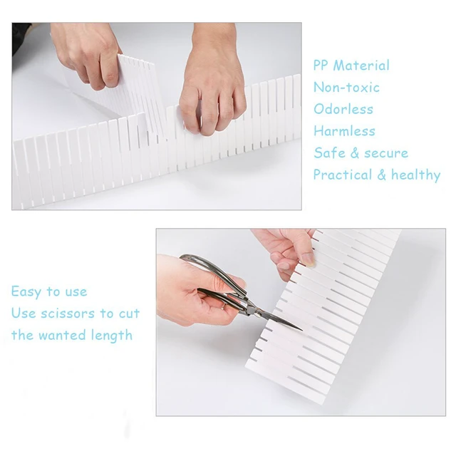 Alt view image 4 of 7 - 8pcs Adjustable Grid Drawer Dividers DIY Plastic Closet Separator Tidy Organizer Container for Underwear Socks Belt Office Supplies