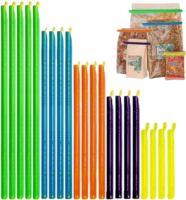 Main image of 21-Sticks Bag Sealer Stick, 5 Diffrent Sizes, Chip Clips, Stay Fresh Bag Sealer Sticks, Keeps Food Bags Airtight Watertight & Food Fresh Longer