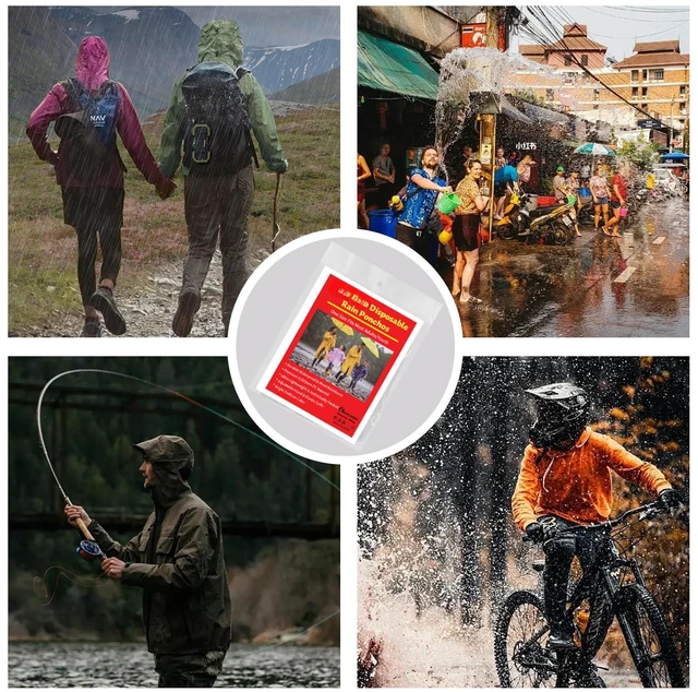 Alt view image 7 of 7 - 6 & 20 & 50 Pack Disposable Rain Ponchos for Adults/Youth, Waterproof PE Raincoats with Drawstring, Camping/Emergency