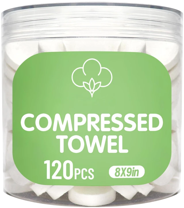 Main image of 120 Pcs Mini Compressed Towels, Disposable Face Compressed Towel, Compressed Cotton Hand Wipe, Camping Towel, Portable Compressed Coin Tissue for Travel/Home/Outdoor Activities