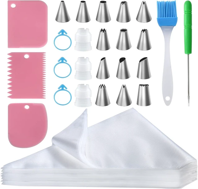 Main image of Piping Bags and Tips Set, 100pcs 12 Inch Icing Bags with 14 Tips | Leak-Proof, Food Grade, Disposable, Easy Cleanup for Icing, Frosting, Royal Icing, Cake Decorating, Cookies & Candy Pastry