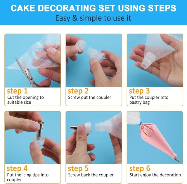 Alt view image 4 of 7 - Piping Bags and Tips Set, 100pcs 12 Inch Icing Bags with 14 Tips | Leak-Proof, Food Grade, Disposable, Easy Cleanup for Icing, Frosting, Royal Icing, Cake Decorating, Cookies & Candy Pastry
