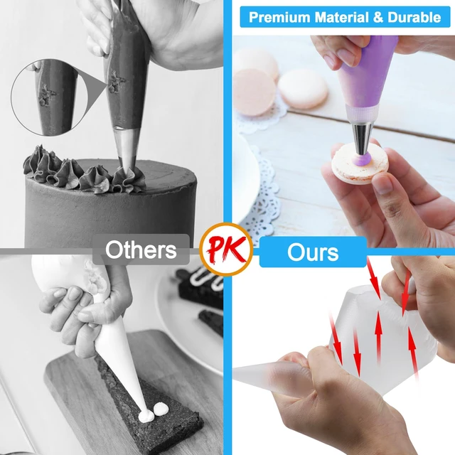 Alt view image 5 of 7 - Piping Bags and Tips Set, 100pcs 12 Inch Icing Bags with 14 Tips | Leak-Proof, Food Grade, Disposable, Easy Cleanup for Icing, Frosting, Royal Icing, Cake Decorating, Cookies & Candy Pastry