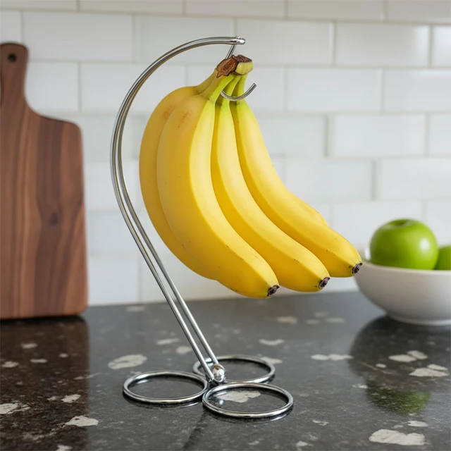 Alt view image 2 of 5 - Banana Holder Stand, Metal Banana Hanger Hook for Kitchen Countertop | Banana Hanger Hook and Fruit Holder Rack for Counter, Keeps Bananas Fresh, Ripens Evenly and Helps Prevent Bruising