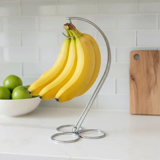 Alt view image 3 of 5 - Banana Holder Stand, Metal Banana Hanger Hook for Kitchen Countertop | Banana Hanger Hook and Fruit Holder Rack for Counter, Keeps Bananas Fresh, Ripens Evenly and Helps Prevent Bruising