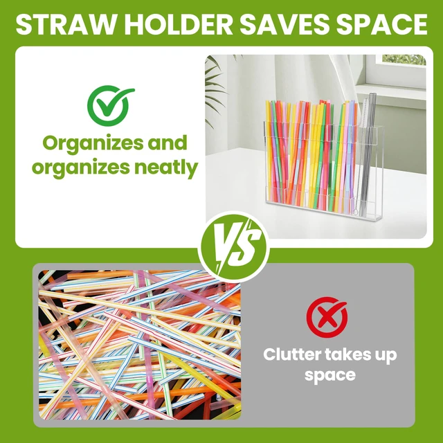 Alt view image 3 of 6 - 9.8 Large Acrylic Straw Holder for Cabinet Door - Reusable Straw Organizer Storage, Holds 80+ Straws, Ultra Sticky Adhesive Door Mounted, Kitchen Cabinet Accessories Container (Transparent)