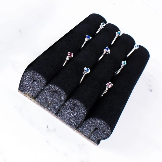 Alt view image 2 of 4 - Black Velvet Ring Trays Accessory Foam Pads for Jewelry Showcase, Storage Displays, Home Organization & Decoration (2 Pack)