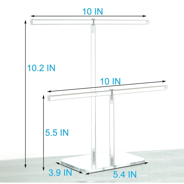 Alt view image 4 of 6 - Premium Jewelry Stand , Solid Clear 2-Tier Acrylic Jewelry Organizer Stand & Bracelet holder Stand for Necklace Display, Ring & Watch Display