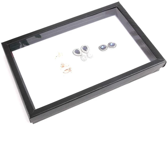 Alt view image 2 of 5 - Jewelry Rings Display Tray Velvet 100 Slot Case Box Jewelry Storage Box | Ring Box Holder Organizer with Glass Lid,100 Slots ,Earring Necklace Storage Tray,Black Color