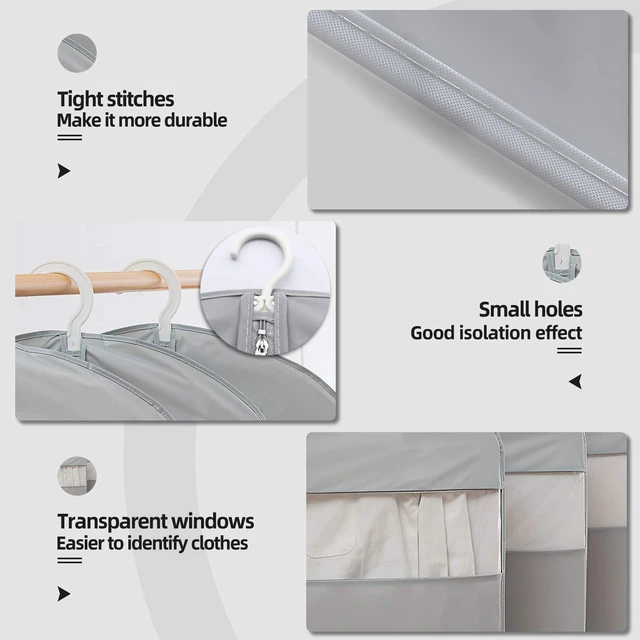 Alt view image 3 of 6 - Garment Bags for Travel, 50'' Garment Bags for Hanging Clothes, Suit bag (Set of 2, 23.3'' X 50'')