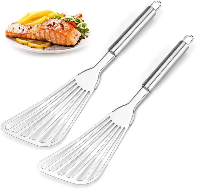 Main image of 2-Piece Premium Fish Spatula Set, Big Size Stainless Steel, Thickness Blade Turner for Cooking, Flipping, Frying and Grilling