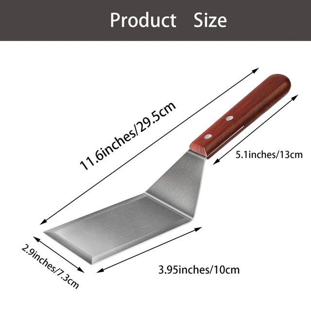 Alt view image 3 of 7 - Metal Spatula for Cast Iron Skillet Grill Stainless Steel Spatula for Burger, Fish Turner Griddle Spatula, Spachulas Egg Flipper, Flat Top Metal Spatula for Cooking BBQ