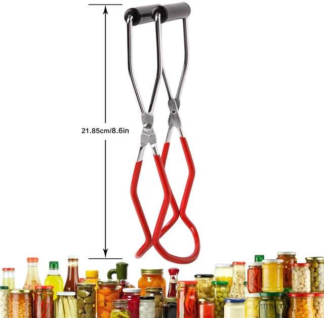 Alt view image 2 of 6 - Canning Jar Lifter Tongs, Canning Supplies | Stainless Steel Jar Lifter with Grip Handle for Home Kitchen, Red