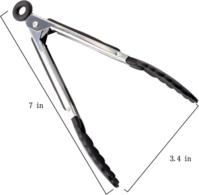 Alt view image 3 of 7 - 7 Pack Kitchen Tongs Set 7-Inch Color Mini Small Food Tongs with Stainless Steel Silicon Handles and Nylon Tips Heat Resistant Tongs for Cooking, Serving, BBQ, Grilling, Salad and More