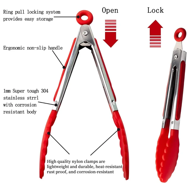 Alt view image 5 of 7 - 7 Pack Kitchen Tongs Set 7-Inch Color Mini Small Food Tongs with Stainless Steel Silicon Handles and Nylon Tips Heat Resistant Tongs for Cooking, Serving, BBQ, Grilling, Salad and More