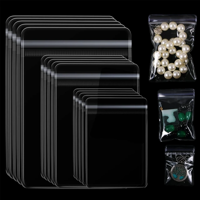 Alt view image 2 of 7 - 120 Pieces 120 Pcs Clear Plastic Jewelry Bags, 3 Sizes, Clear | Mini Waterproof Pouches for Rings Earrings, Zipper Design, Reusable, Ideal for Small Crafts Storage Organizer