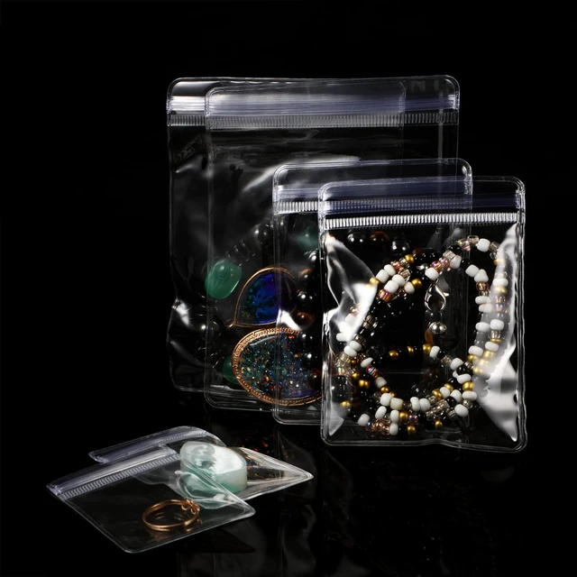 Alt view image 5 of 7 - 120 Pieces 120 Pcs Clear Plastic Jewelry Bags, 3 Sizes, Clear | Mini Waterproof Pouches for Rings Earrings, Zipper Design, Reusable, Ideal for Small Crafts Storage Organizer