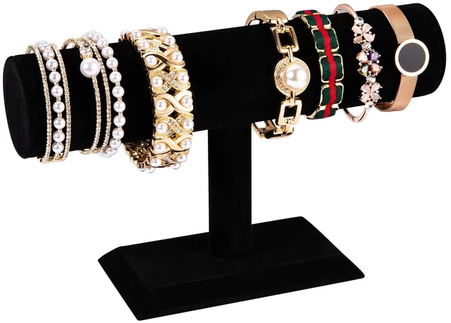 Main image of Black Long Velvet Bracelet/Watches/Jewelry T-Bar Display (Black Velvet, T-Bar) (1, Black Velvet, 1-Tier)