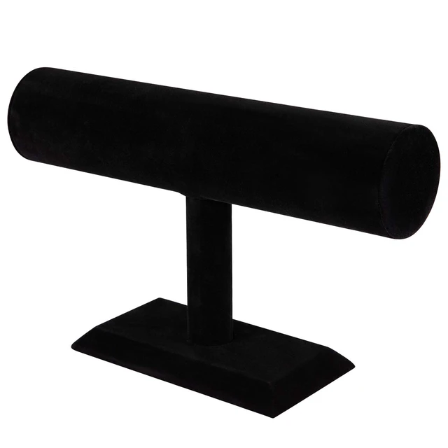 Alt view image 3 of 5 - Black Long Velvet Bracelet/Watches/Jewelry T-Bar Display (Black Velvet, T-Bar) (1, Black Velvet, 1-Tier)