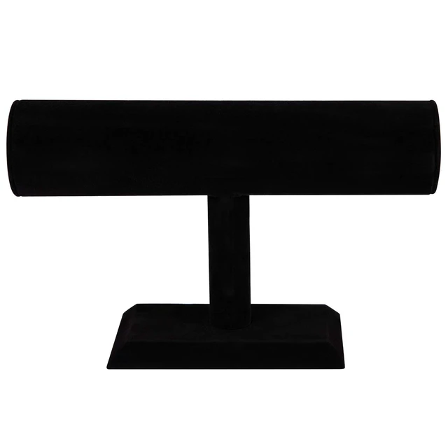 Alt view image 4 of 5 - Black Long Velvet Bracelet/Watches/Jewelry T-Bar Display (Black Velvet, T-Bar) (1, Black Velvet, 1-Tier)