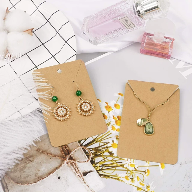 Alt view image 7 of 7 - 150 Earring Cards Necklace Display Cards with Bags | 150 Earring Display Cards, 150 Pcs Self-Seal Bags, Kraft Paper Tags for DIY Ear Studs(Brown)