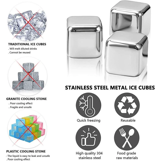 Alt view image 2 of 7 - 6 Small Whiskey Stones Silver - Man Gift Set - Reusable Stainless Steel Metal Ice Sphere Cubes Beverage Chilling Rocks Whiskey Stones for Red Wine, Bar Beer, Scotch, Vodka Drinks - Gold