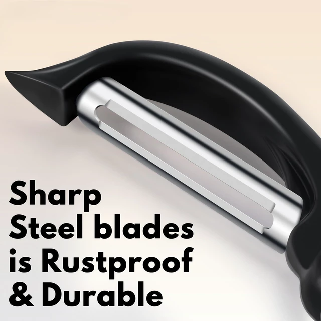 Alt view image 3 of 7 - Swivel Vegetable Peeler Soft Comfort Handle Sturdy Long-Lasting 1Pcs Black | Dishwasher Safe Gift for Cooks Potato Peeler for Kitchen Carrot Peeler Fruit Veggie Peeler Sharp Stainless Steel Blades
