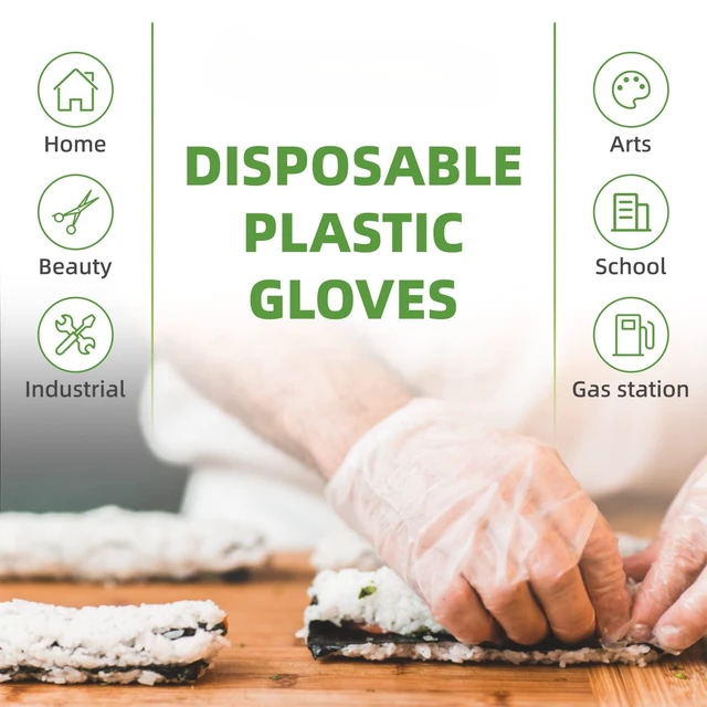 Alt view image 4 of 5 - 100 pcs Plastic Disposable Gloves,Disposable Gloves, One Size Fits Most