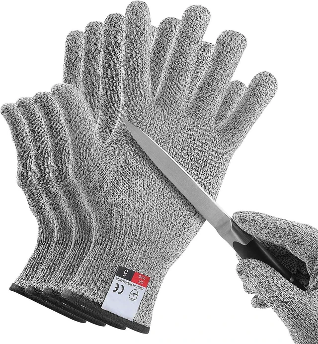 Main image of 4 PCS (M+L) Cut Resistant Gloves Food Grade Level 5 Hand Protection,Kitchen Cut Gloves (Large+Medium)