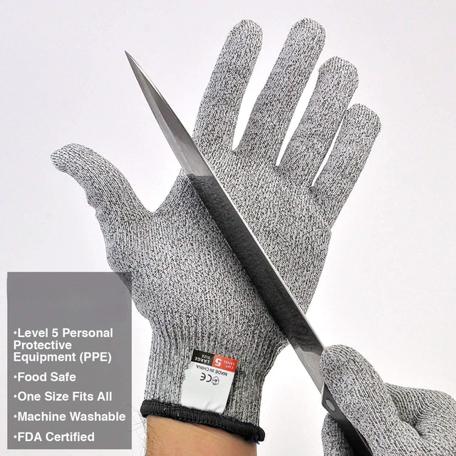 Alt view image 4 of 7 - 4 PCS (M+L) Cut Resistant Gloves Food Grade Level 5 Hand Protection,Kitchen Cut Gloves (Large+Medium)