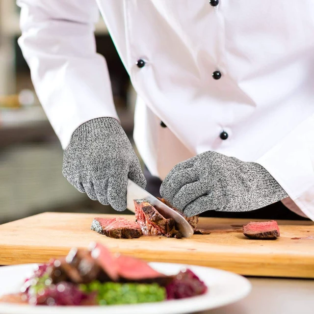 Alt view image 7 of 7 - 4 PCS (M+L) Cut Resistant Gloves Food Grade Level 5 Hand Protection,Kitchen Cut Gloves (Large+Medium)