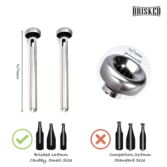 Alt view image 3 of 6 - Beer Chiller Sticks for Bottles Set | 2 Stainless Steel Cooling Chillers for Chubby Bottles | Christmas Gift Accessories | Cooler Gag Idea for Mens Birthday Gifts