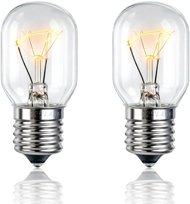 Main image of Microwave Light Bulb, 2 Pack, Fit for Whirlpool, Replace R0712016 | 125V 40W E17 Base, Warm Yellow Light, Applicable for Refrigerator Oven Range Hood, High-transparency Glass Shell