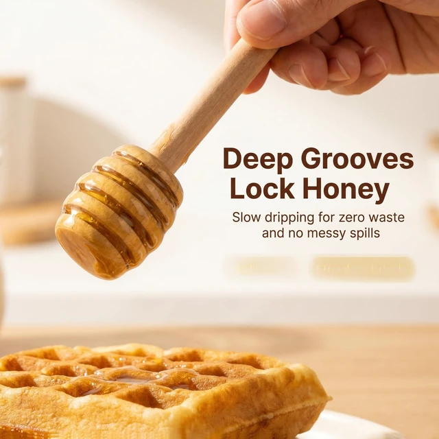 Alt view image 4 of 7 - 25PCS Wooden Honey Dipper Sticks, 3 inch Mini HoneyComb stick | Honey Stirrer Stick for Honey Jar Dispense Drizzle and Wedding Party