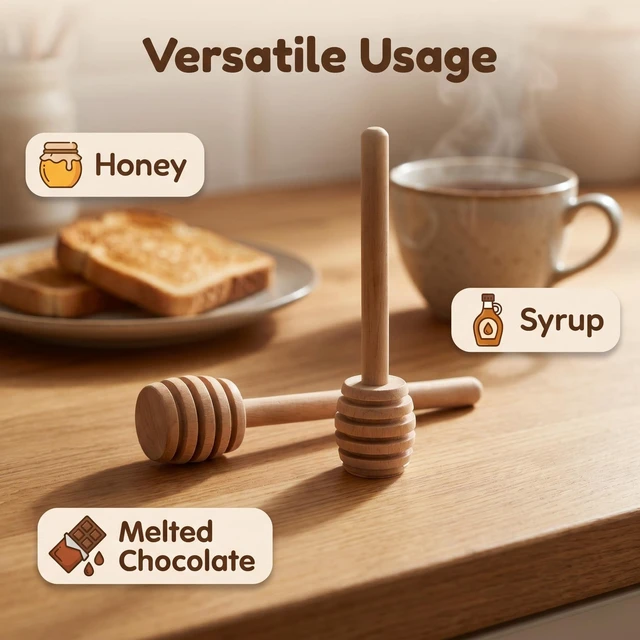 Alt view image 6 of 7 - 25PCS Wooden Honey Dipper Sticks, 3 inch Mini HoneyComb stick | Honey Stirrer Stick for Honey Jar Dispense Drizzle and Wedding Party