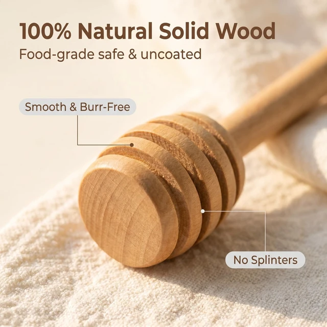 Alt view image 3 of 7 - 25PCS Wooden Honey Dipper Sticks, 3 inch Mini HoneyComb stick | Honey Stirrer Stick for Honey Jar Dispense Drizzle and Wedding Party