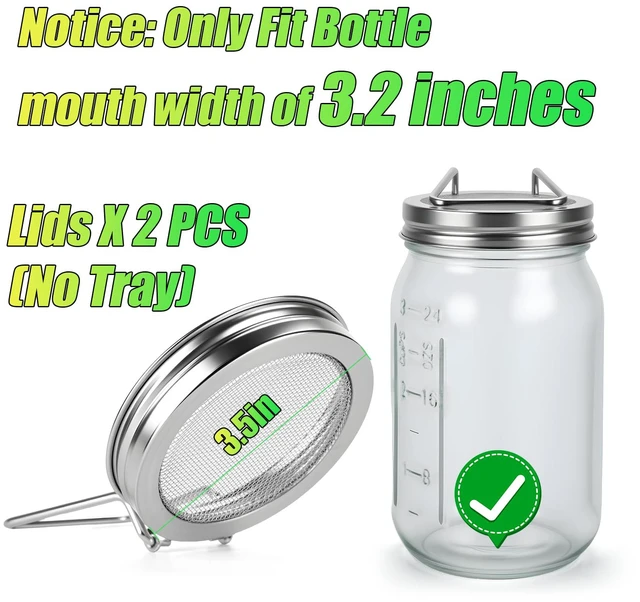 Alt view image 2 of 6 - 2 Pcs Sprouting Lids for Wide Mouth Mason Jars, Stainless Steel | Reusable Sprouting Jar Lids Kit with Built-In Stand, Broccoli Seeds Sprouts Growing Kit for Organic Alfalfa & Mung Bean