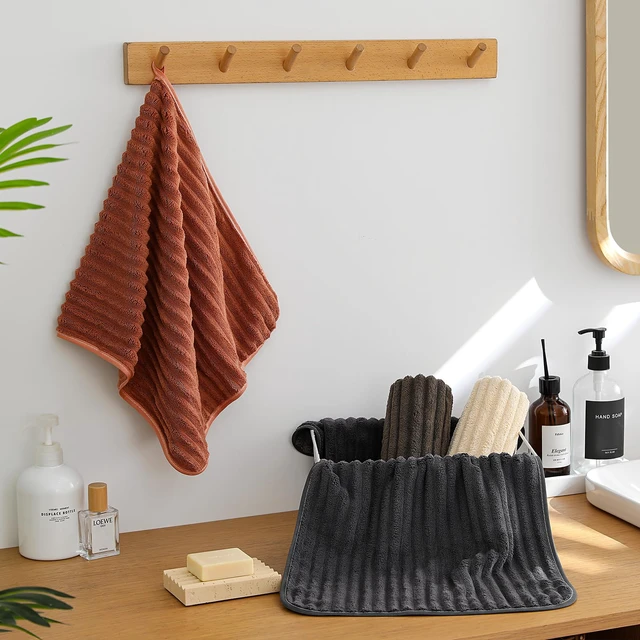 Alt view image 3 of 7 - 4 Pack Microfiber Hand Towels 14×29.6 Inches Absorbent Quick Dry | Luxury Towels Set Multi Use for Bathroom Kitchen Shower Spa Gym Pool
