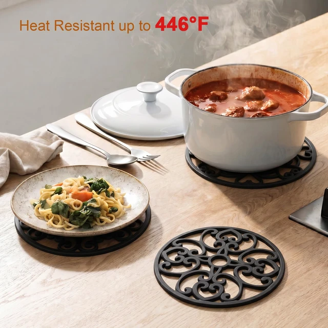 Alt view image 4 of 7 - 3PCS Heat Resistant Silicone Trivet Mats for Hot Dishes | Non-Slip Flexible, Protects Table & Countertop, For Pots Pans Teapots, Modern Kitchen Decor