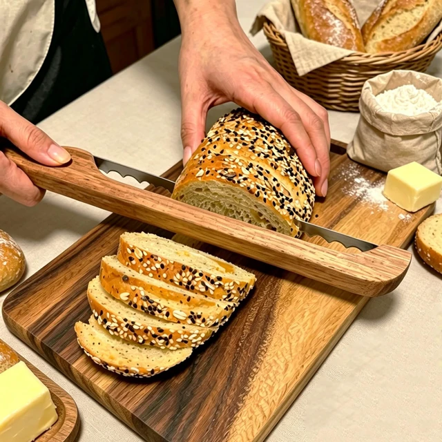 Alt view image 4 of 7 - Sourdough Bread Knife for Homemade Bread, Bread Slicer-Cutter& Bread Bow Knife for Sourdough with Ergonomic Grip for Easy, Clean & Even Slicing, Bread Saw