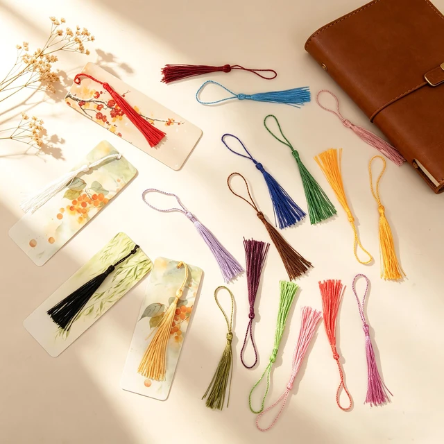 Alt view image 7 of 7 - Bookmark Tassels Charm Craft Decoration 20 Colors | Handmade Tassel for Book Mark Accessory with Colorful Ornament Gift for DIY Jewelry Making Bulk