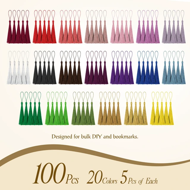 Alt view image 4 of 7 - Bookmark Tassels Charm Craft Decoration 20 Colors | Handmade Tassel for Book Mark Accessory with Colorful Ornament Gift for DIY Jewelry Making Bulk